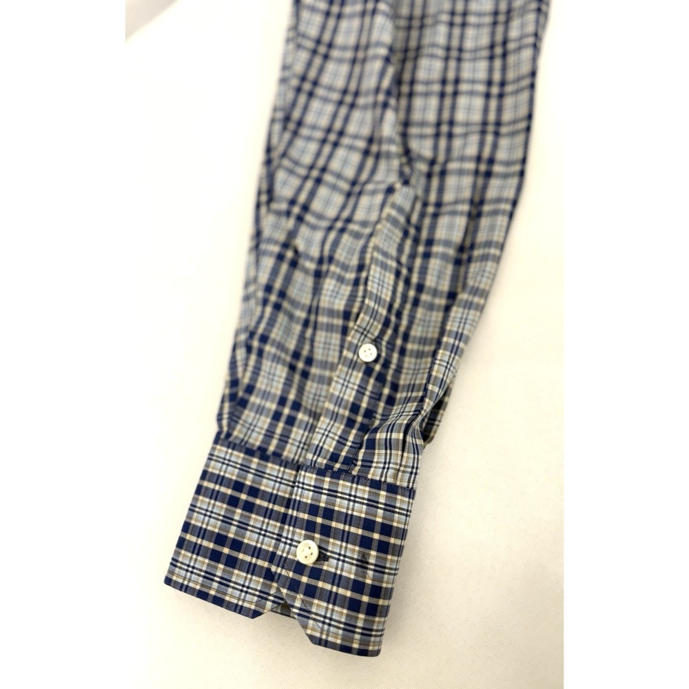 Peter Millar Collection Blue Plaid Long Sleeve Button Front Shirt Mens Size L - Picture 9 of 11